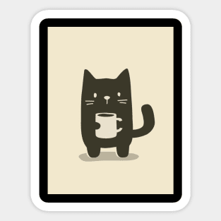 Cute cat model next to a cup of coffee Sticker